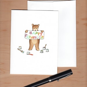 Carte de fête des pères heureuse, carte de fête des pères petit ours, carte de fête des pères mignonne image 3