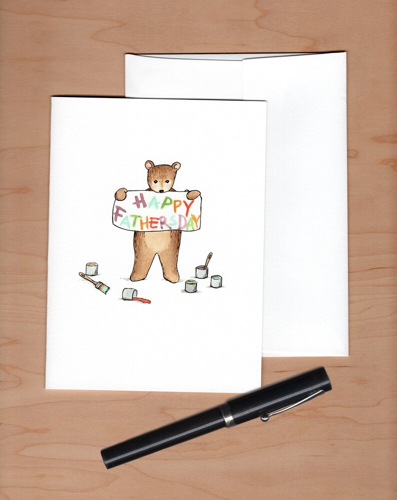 Carte de fête des pères heureuse, carte de fête des pères petit ours, carte de fête des pères mignonne image 3