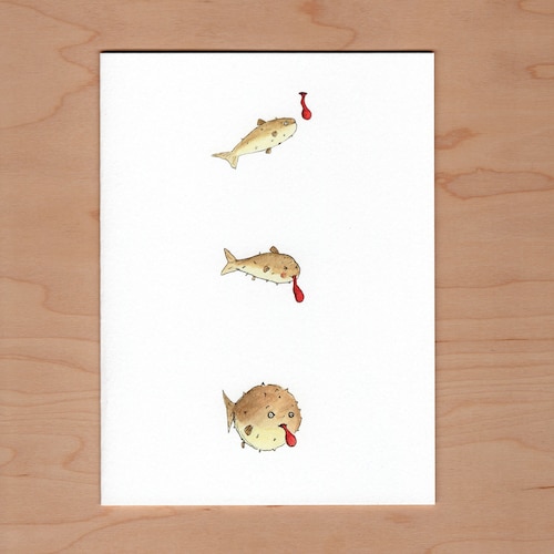 Puffer fish and balloon Birthday Card, Funny Birthday Card