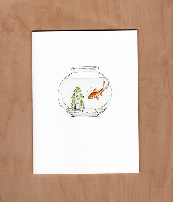Housewarming Card: Goldfish and castle new home congratulations