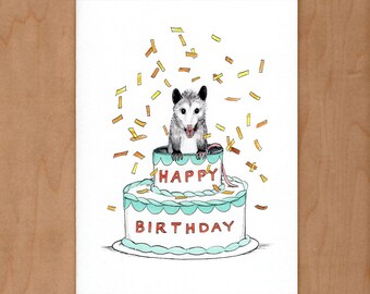 Opossum Birthday Card