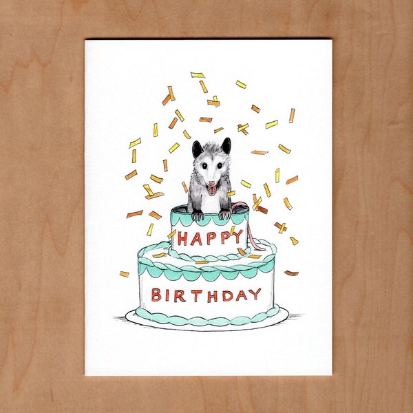 Opossum Birthday Card