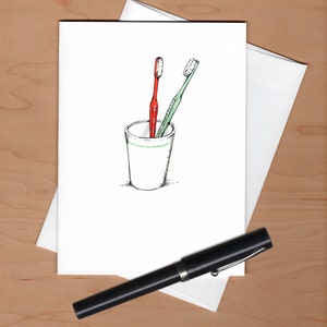 Toothbrush Anniversary Card, Anniversary Card, Illustrated Anniversary Card image 3