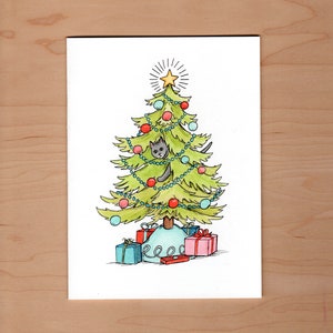 Cat in Christmas tree Card, Cat Christmas Card, Funny Christmas Card image 1