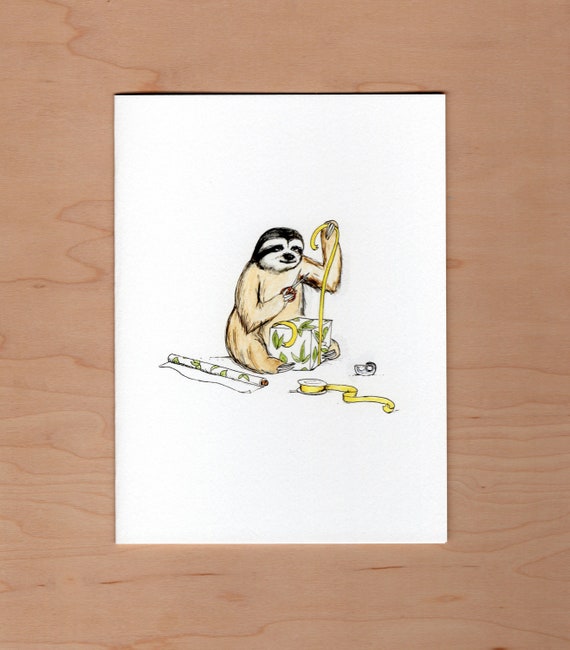 Sloth Belated Birthday Card, funny belated birthday card, sloth birthday card, Belated Birthday Card