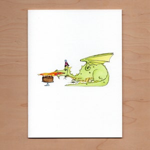 Dragon Blows Out Candles Birthday Card