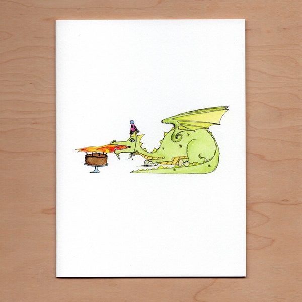 Dragon Blows Out Candles Birthday Card