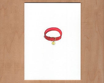 Pet Sympathy Card: Watercolor collar Illustration