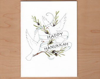 Hanukkah Doves Card, Hanukkah card