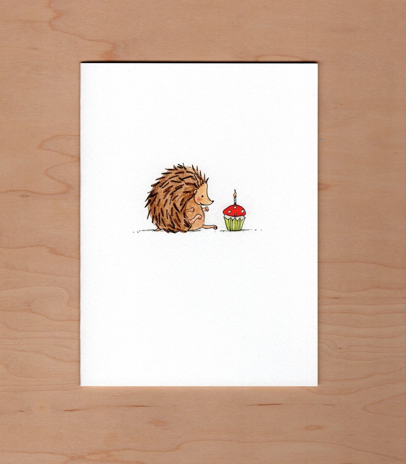 Hedgehog Birthday Card, Cute Hedgehog Card, Illustrated Birthday Card image 1