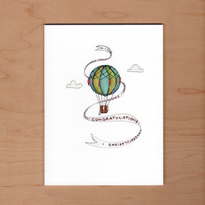 Hot Air Balloon Congratulations Card, Graduation Card, Congratulations Card image 1