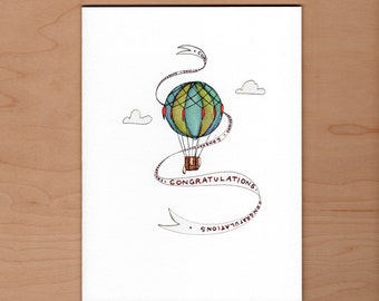 Hot Air Balloon Congratulations Card, Graduation Card, Congratulations Card