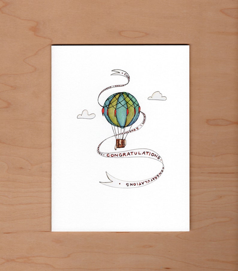 Hot Air Balloon Congratulations Card, Graduation Card, Congratulations Card image 1