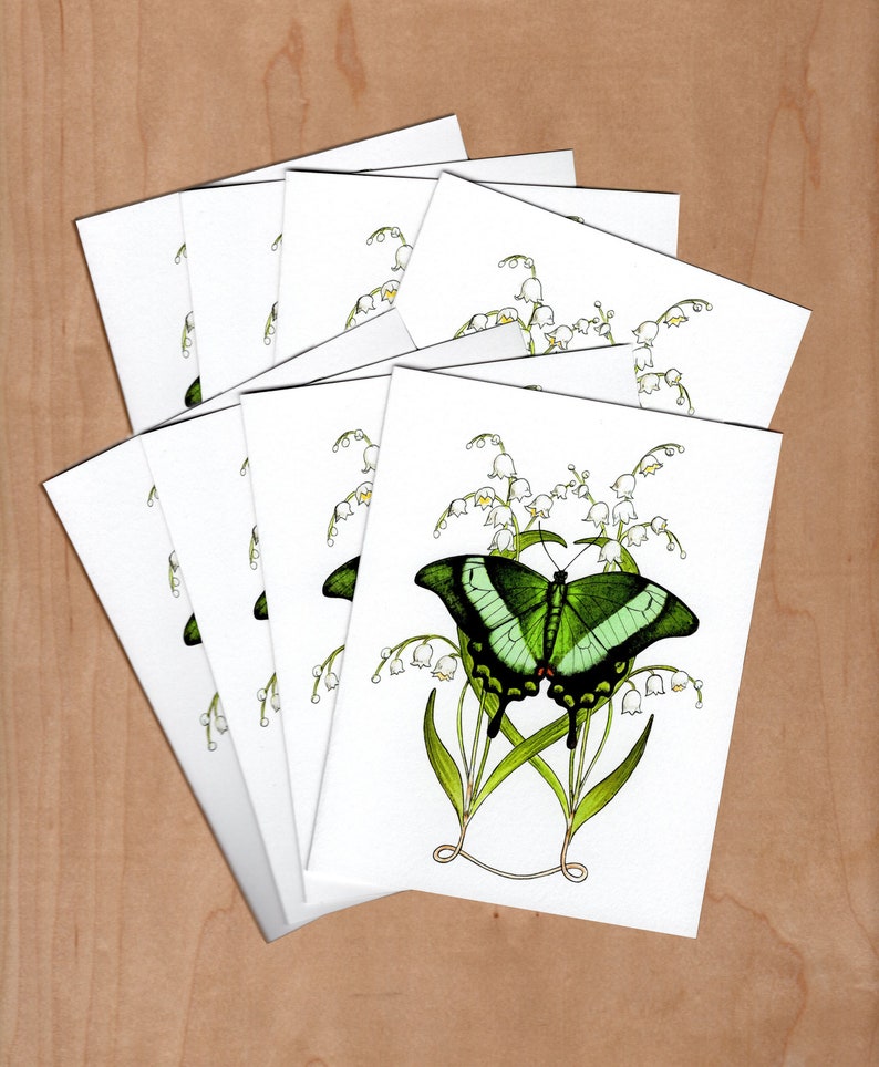 Cartes de correspondance en boîte - Lot de 8 cartes vierges - Cartes de correspondance papillon image 2
