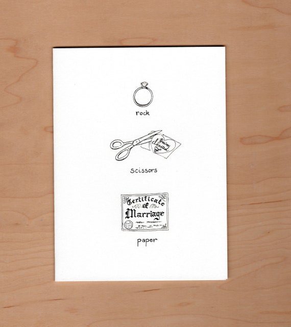 Rock Scissors Paper Wedding Card, funny wedding card