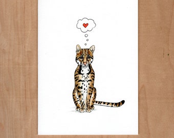 Ocelot Valentine Card, Pun Card, Punny Valentine, Cat Valentine