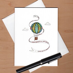 Hot Air Balloon Congratulations Card, Graduation Card, Congratulations Card image 3