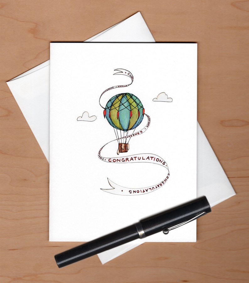 Hot Air Balloon Congratulations Card, Graduation Card, Congratulations Card image 3