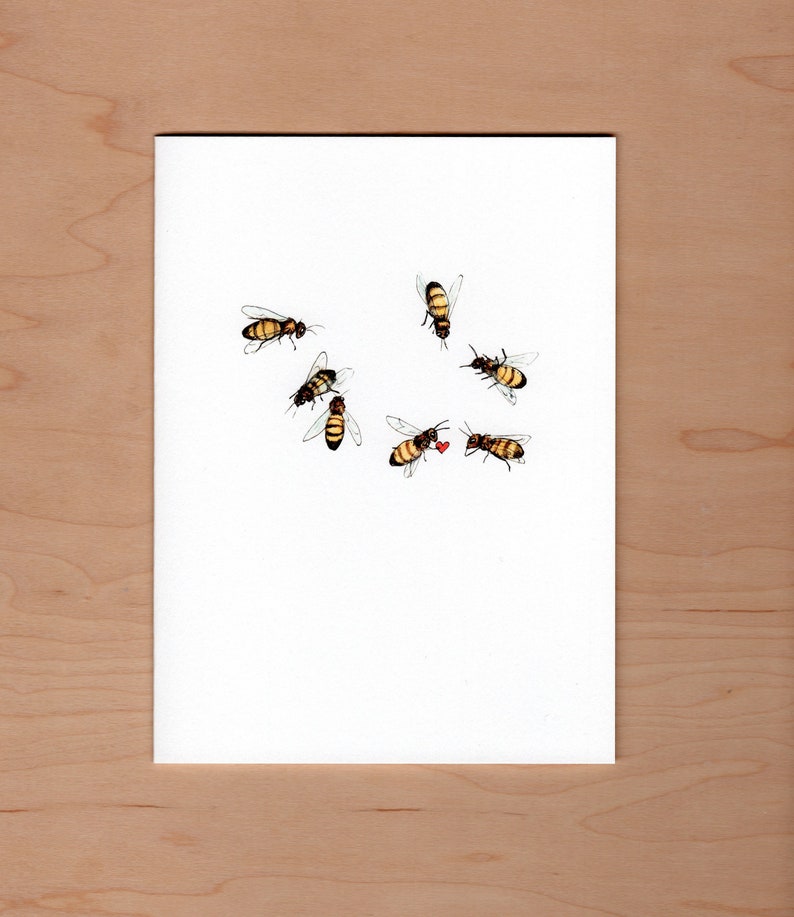 Honey Bee Love and Friendship Card, Honey bee Valentine, Anniversary Card, Valentine's Day Card image 1