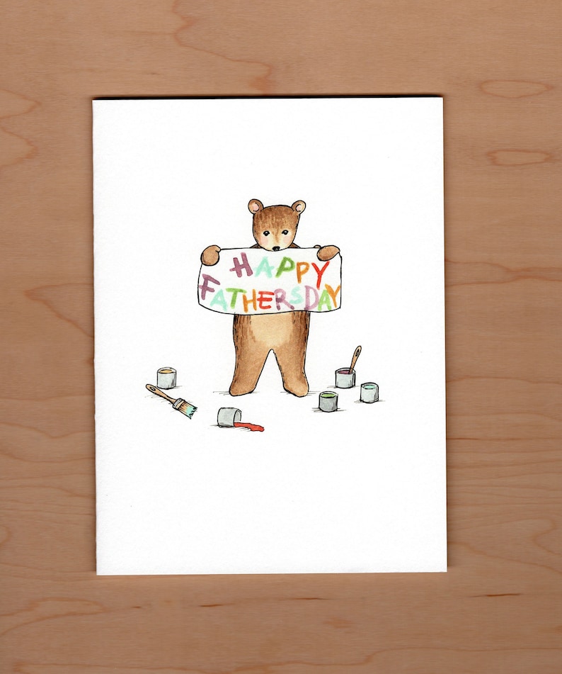 Carte de fête des pères heureuse, carte de fête des pères petit ours, carte de fête des pères mignonne image 1