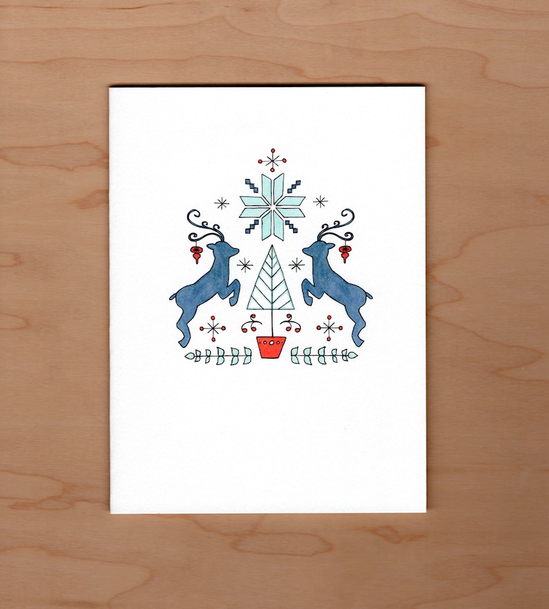 Scandinavian Reindeer Christmas Card image 1