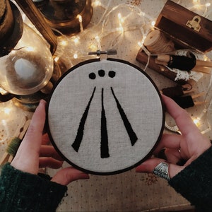 Awen druid decor, Celtic symbol art, Embroidery Awen framed decor