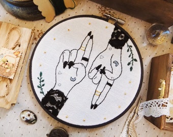Gothic black art, Finished embroidery hoop, Hand line art, Dark witch home decor, Anatomy embroidery, Witch gallery, Modern embroidery, Hoop
