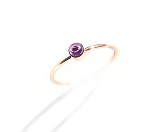 14K Gold Filled Ring • Purple Amethyst Stone • Minimalist Gold Ring •  Purple Thin Ring • Stacking  Ring • Birthstone Ring • Gift for her