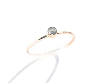 14k Gold Filled Minimalist Ring with Aquamarine faceted Stone • HandMade Jewellery •  Promise Ring • Stackable Ring • Gift for her