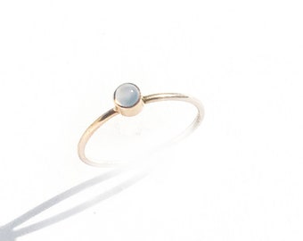 14K Gold Filled Ring • Chalcedony Stone • Minimalist Gold Ring • Light Blue Thin Ring • Stacking  Ring • Birthstone Ring • Gift for her