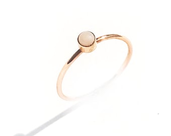 14K Gold Filled Ring • Pink Opal Stone • Minimalist Gold Ring •  Pink Thin Ring • Stacking  Ring • Birthstone Ring • Gift for her