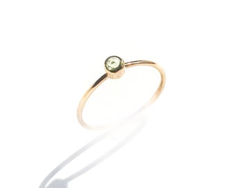 14K Gold Filled Ring • Peridot Stone • Minimalist Gold Ring •  Green Thin Ring • Stacking  Ring • Birthstone Ring • Gift for her