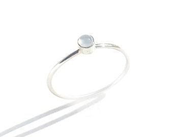 Sterling Silver  Ring • Chalcedony Stone • Minimalist Sterling Silver Ring • Light Blue Ring • Stacking Ring• Birthstone Ring • Gift for her