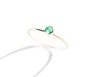 Sterling Ring • Green Onyx Stone • Minimalist Silver Ring •  Green Thin Ring • Stacking  Ring • Birthstone Ring • Gift for her