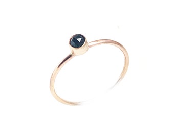14K Gold Filled Ring • Black Onyx Stone • Minimalist Gold Ring •  Black Thin Ring • Stacking  Ring • Birthstone Ring • Gift for her