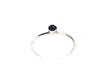 Sterling Silver  Ring • Black Onyx Stone • Minimalist Sterling Silver Ring • Black Ring • Stacking Ring• Birthstone Ring • Gift for her
