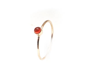 14K Gold Filled Ring • Carnelian Stone • Minimalist Gold Ring •  Orange Thin Ring • Stacking  Ring • Birthstone Ring • Gift for her