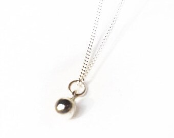 Sterling Silver Minimalist ball Necklace • Delicate Ball Pendant •  Dainty Silver Necklace • Thin Silver Necklace  • Charm Necklace