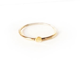 Gold Minimalist Ring, 14K Filled Gold Minimal Ring, Dot Gold Band, Elegant Band, Stackable Ring, Circle Gold Ring