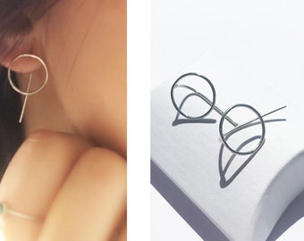 Silver Sterling Minimalist Earrings • Handmade Jewellery • Gift for her • Stackable Earrings • Birthday Gift • Geometric Earrings • Abstract