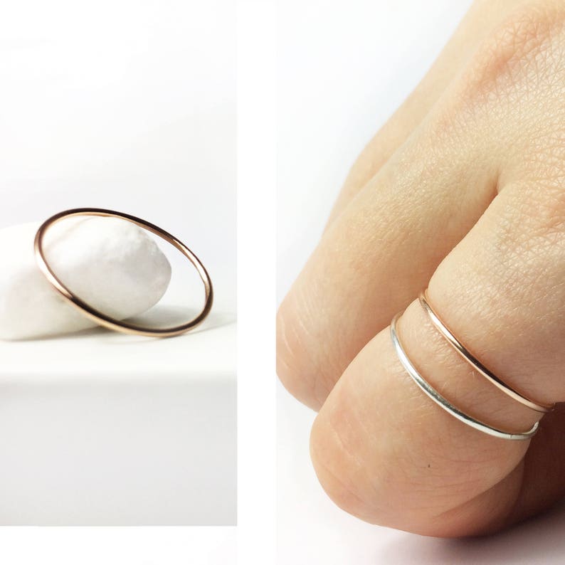 Rose Gold Minimalist Ring, 14K Filled RoseGold Minimal Ring, Simple Gold Band, Elegant Band, Stackable Ring, Small Gold Ring image 4