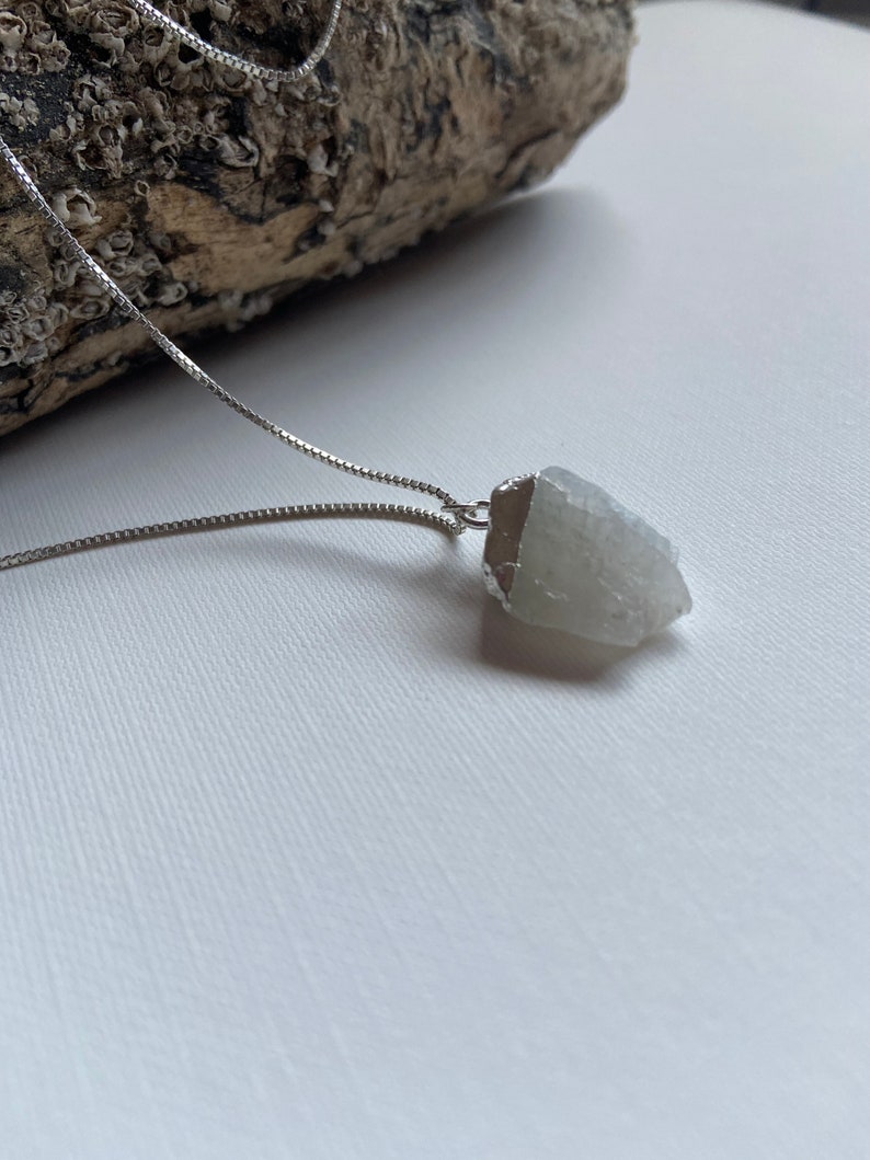 Moonstone Pendant Necklace Dainty Silver Pendant Thin Silver Necklace Charm Gift for Her June Birthstone Necklace Gift image 3