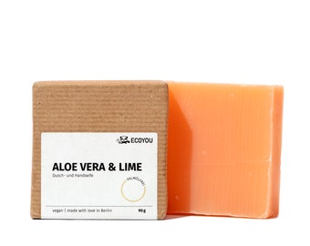 Naturseife Aloe Vera & Lime - Rasierseife und Duschseife - Vegan, Palmölfrei und Plastikfrei