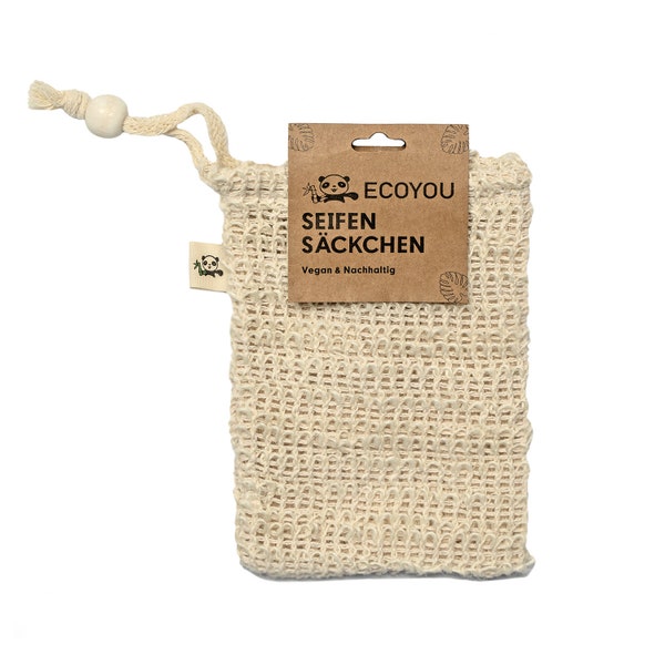 Hochwertiges Seifensäckchen aus Bio Sisal mit Baumwollschlaufe