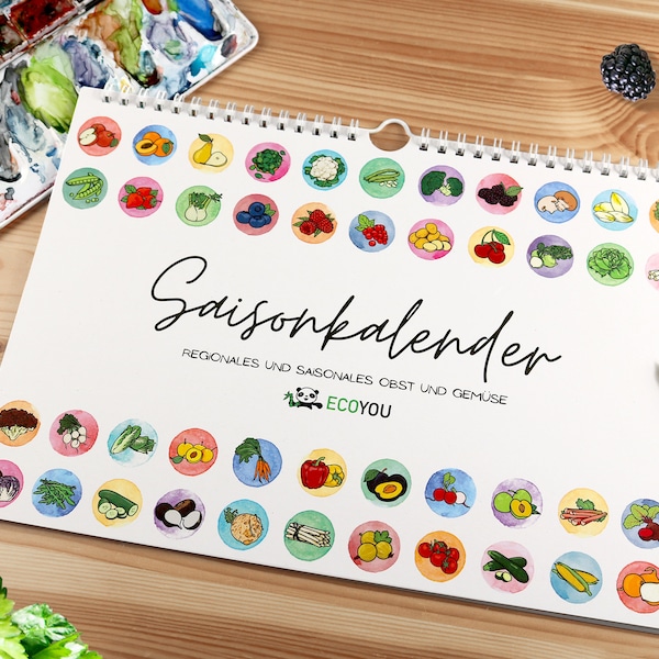 Ewiger Saisonkalender A4 Obst & Gemüse - Immerwährender Kalender - Nachhaltige Geschenkidee