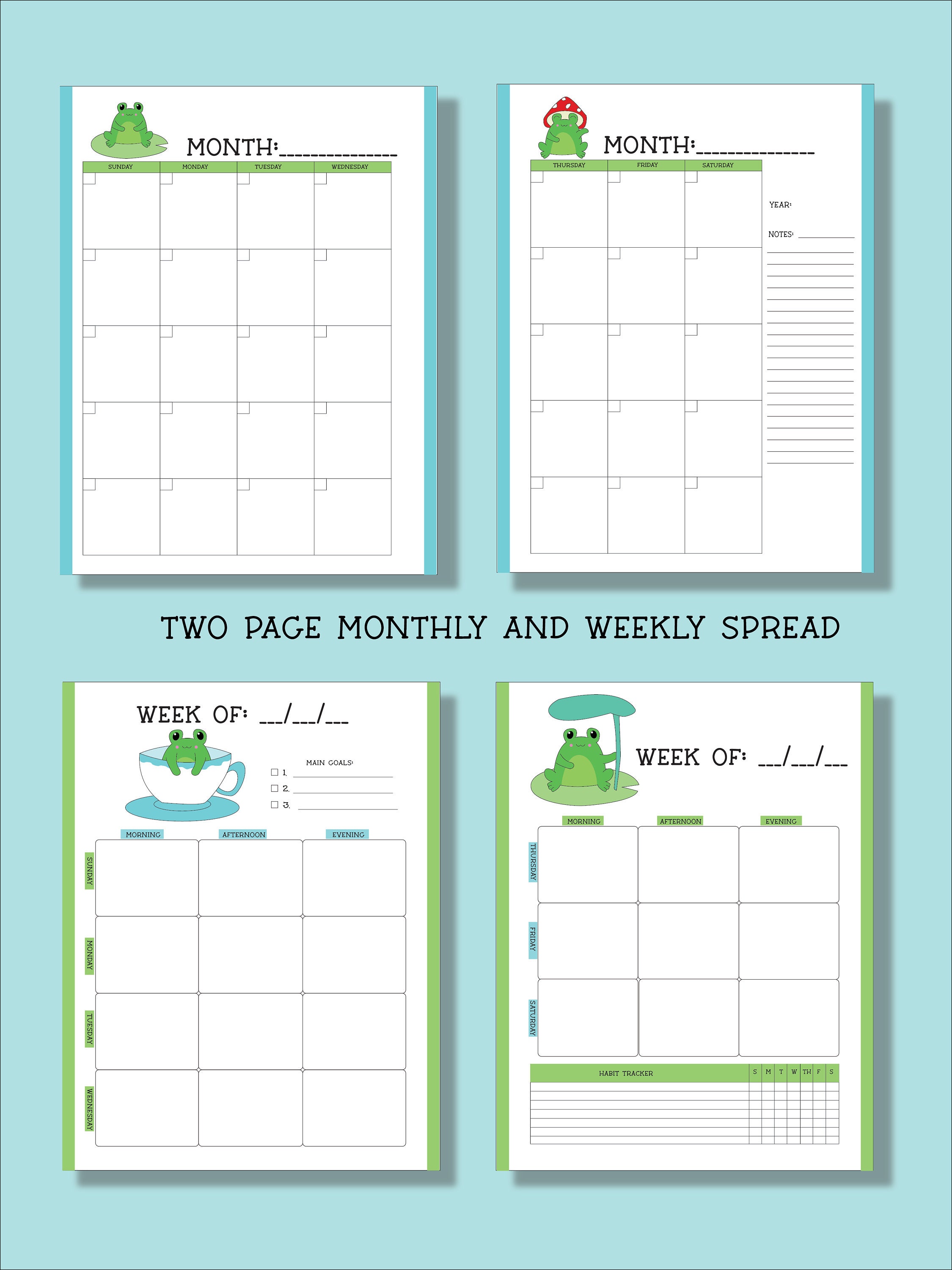 Cute Frog Printable Planner | Etsy