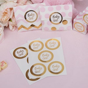 Pegatinas de niña - Pegatinas para baby shower - Revelación de género - Paquete de 25