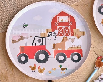 Farmyard Paper Plates - Farm Animal Party Plates - Children's Birthday Plates - Kids Birthday Party - Farm Birthday Supplies - Pack Of 8