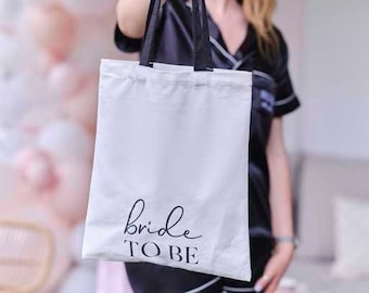 Bride To Be Tote Bag - White & Black Hen Party Tote Bag - Bachelorette Party Bag - Gift For Bride - Reusable Bag -Canvas Bag-Hen Do Keepsake