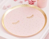 Pink Gold Pamper Party Plates - Sleepover Paper Party Plates - Spa Party Tableware - Girls Birthday Decor - Hen Party Plates - Pack of 8
